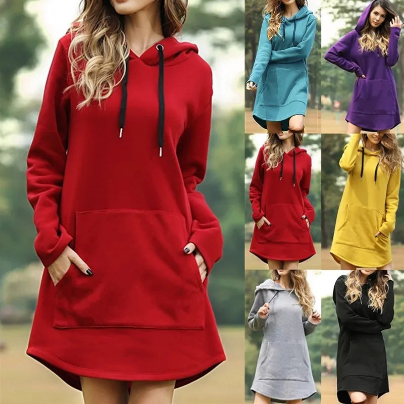 Casual Women's X-Long Hooded Pullover Hoodie
