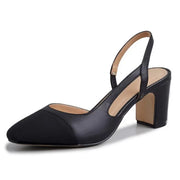 Women's Low-Heel Square-Toe Slingback Pumps | OWNLUXE