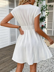 V-Neck Lace Striped Skirt | OWNLUXE