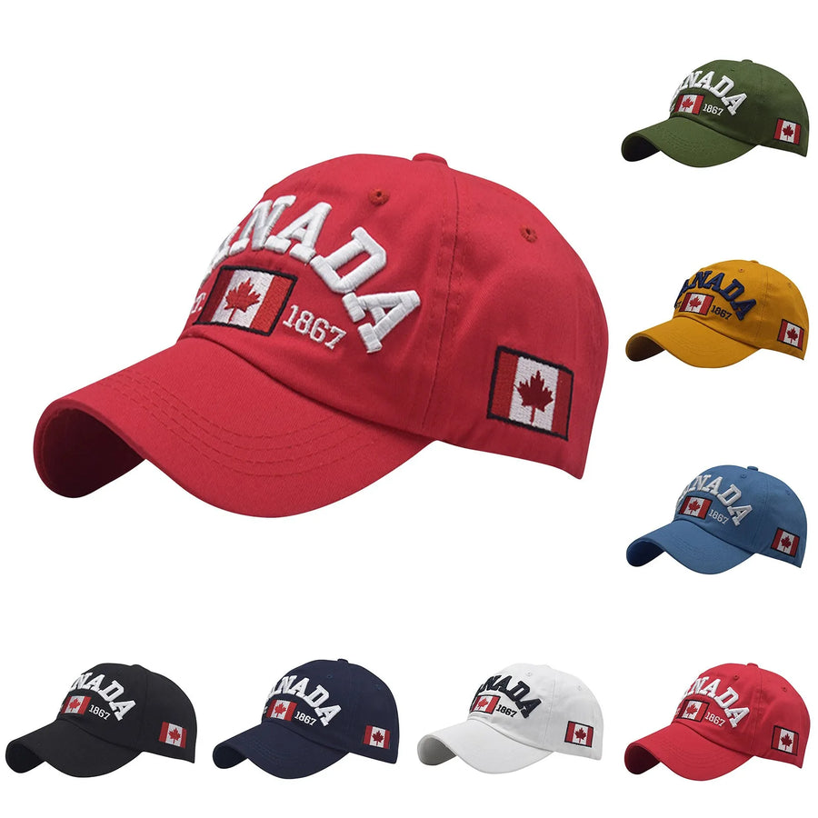Fashion Canada Baseball Cap - Embroidered Maple Leaf Adjustable Hat for Men, Women & Kids