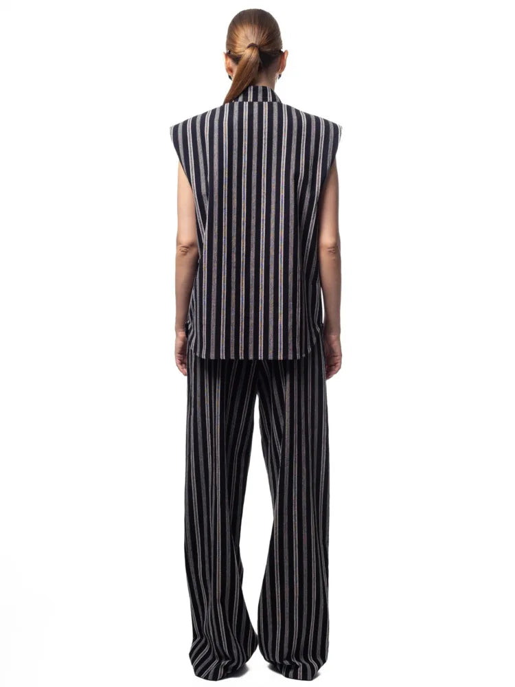 Women's Wide Leg Sleeveless Striped Pants | OWNLUXE