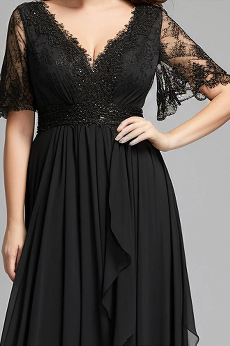 V-Neck Lace Maxi Flycurvy Mother Accessory | OWNLUXE
