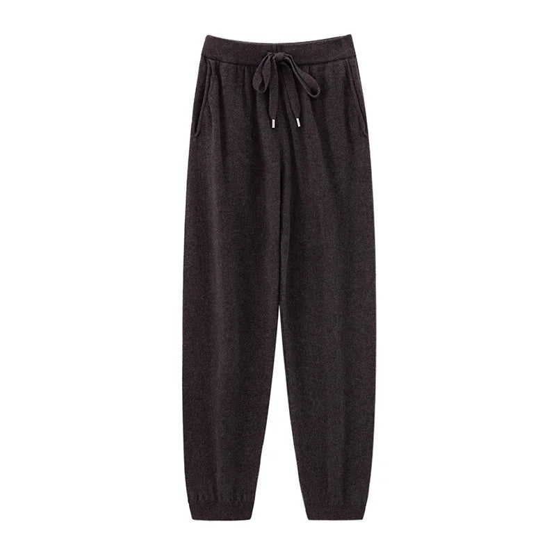 Wool Relaxed-Fit High-Waist Knit Pants | OWNLUXE