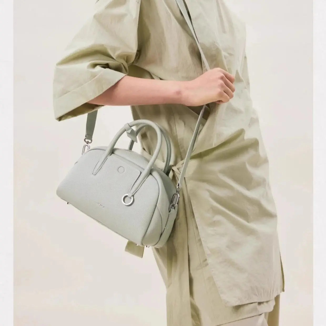 Split Leather Boston Bowling Bag - Compact Travel Crossbody Shoulder Bag | OWNLUXE