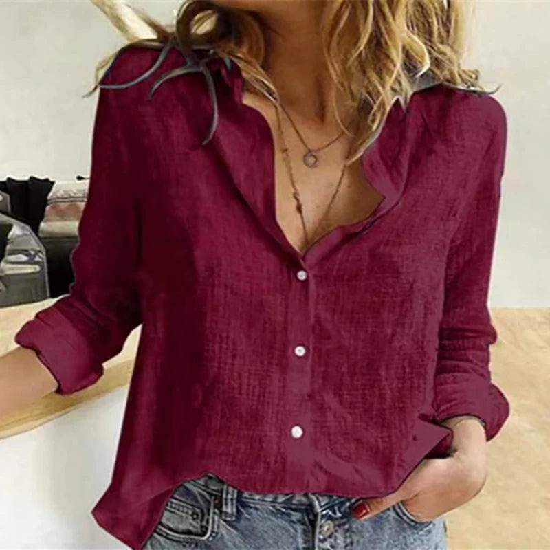 Women's Long Sleeve Cotton Top (Green) | OWNLUXE