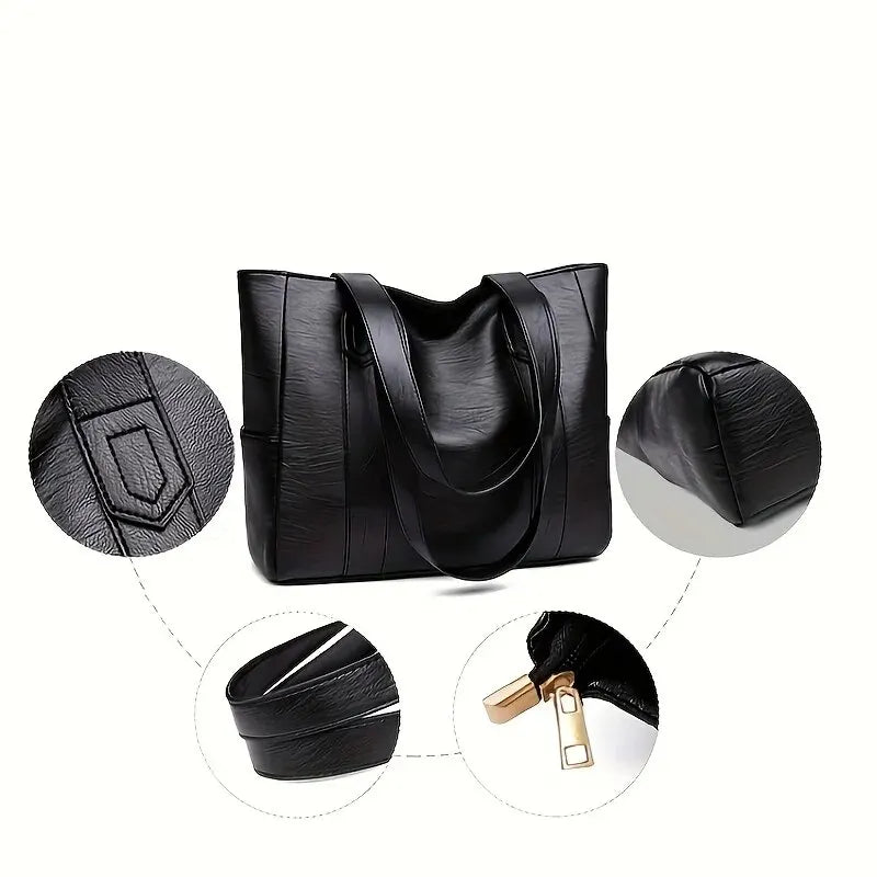 Vintage PU Tote Bag – Structured Casual Everyday Handbag