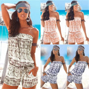 Striped Beach Romper with Zipper Detail - Spring Summer Playsuit for Women