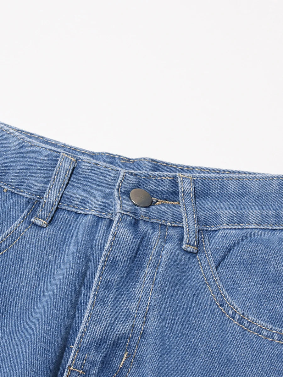 VGH Hollow Out Denim Pants - High Waist Slimming Trousers