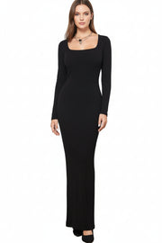 Long Sleeve Shapewear Dress with Built-In Bra - Full Body Shaper | OWNLUXE