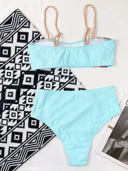 Push-Up Patchwork High-Waist Tankini Set | OWNLUXE