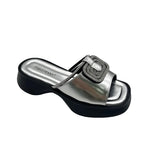 Load image into Gallery viewer, Women’s Mid Heel Slide Sandals – Cushioned Mixed-Color
