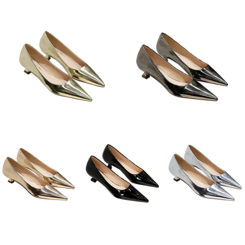 Women's Pointed Toe Leather Pumps (Champagne) | OWNLUXE