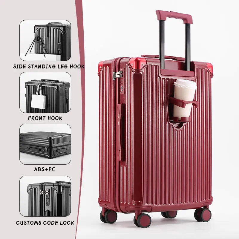 ABS Spinner Luggage with Cup Holder & Wet-Dry Storage