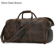 Vintage Leather Travel Duffle Bag – 100% Genuine Cowhide with Laptop Compartment