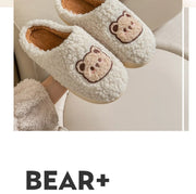 Cute Bear Fluffy Slippers – Warm Plush House Shoes