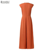V-Neck Sleeveless Wide-Leg Minimalist Jumpsuit | OWNLUXE