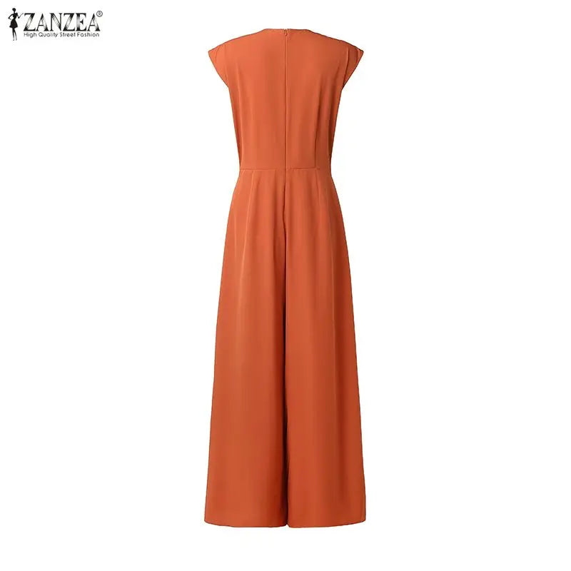 Women's Wide Leg Sleeveless V-Neck Jumpsuit | OWNLUXE