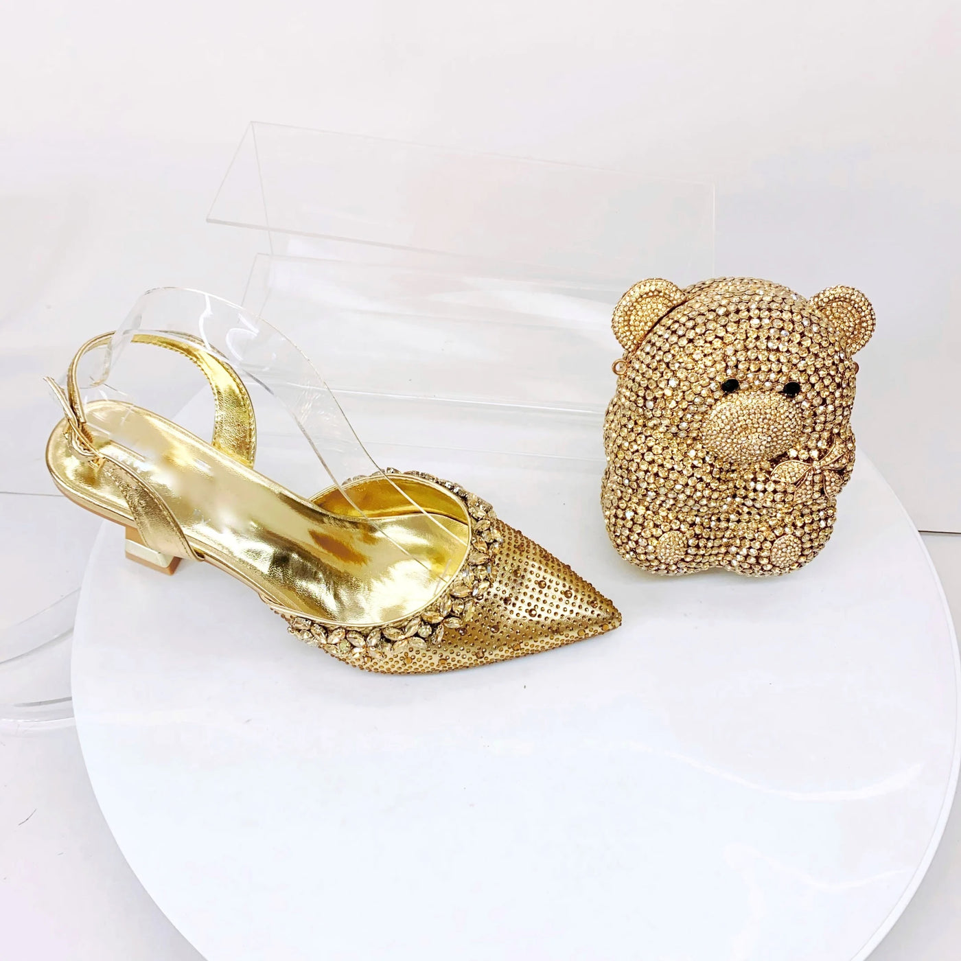 Crystal Sandals and Clutch Bag Set – Rhinestone Party Heels