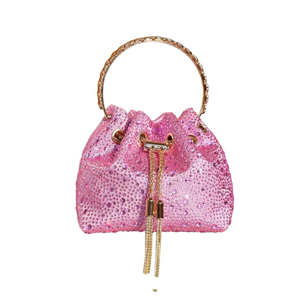 Crystal Bucket Evening Bag (Green Pink) | OWNLUXE