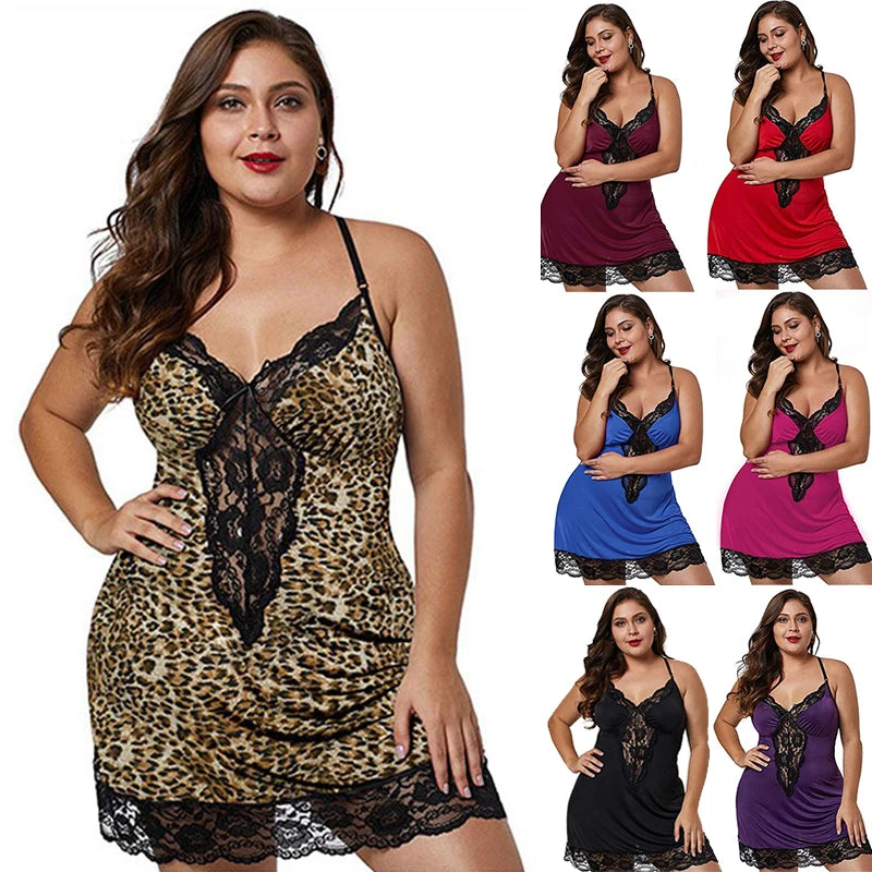 Women’s Lace Nightgowns – Mini V-Neck Sleep Dress in Plus Sizes