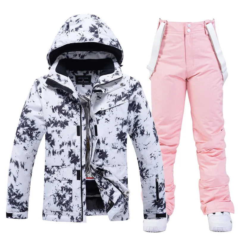 Women’s Thick Warm Ski Suit Set – Waterproof Winter Gear