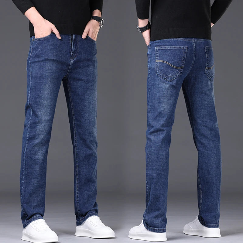 High-Waist Denim Straight-Leg Cotton Pants | OWNLUXE