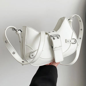 Women's Gothic Crescent Crossbody Bag – Punk Style Hobo Shoulder Bag