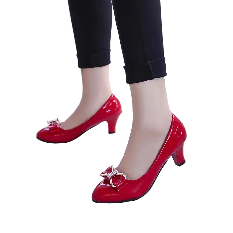 Women's Butterfly Knot Mid Heel Pumps | OWNLUXE