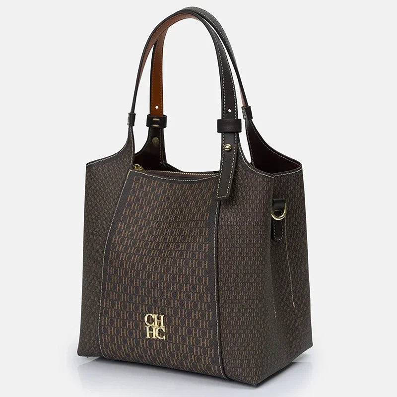 Letter Print Large Capacity Bucket Tote - Vintage Designer Handbag | OWNLUXE