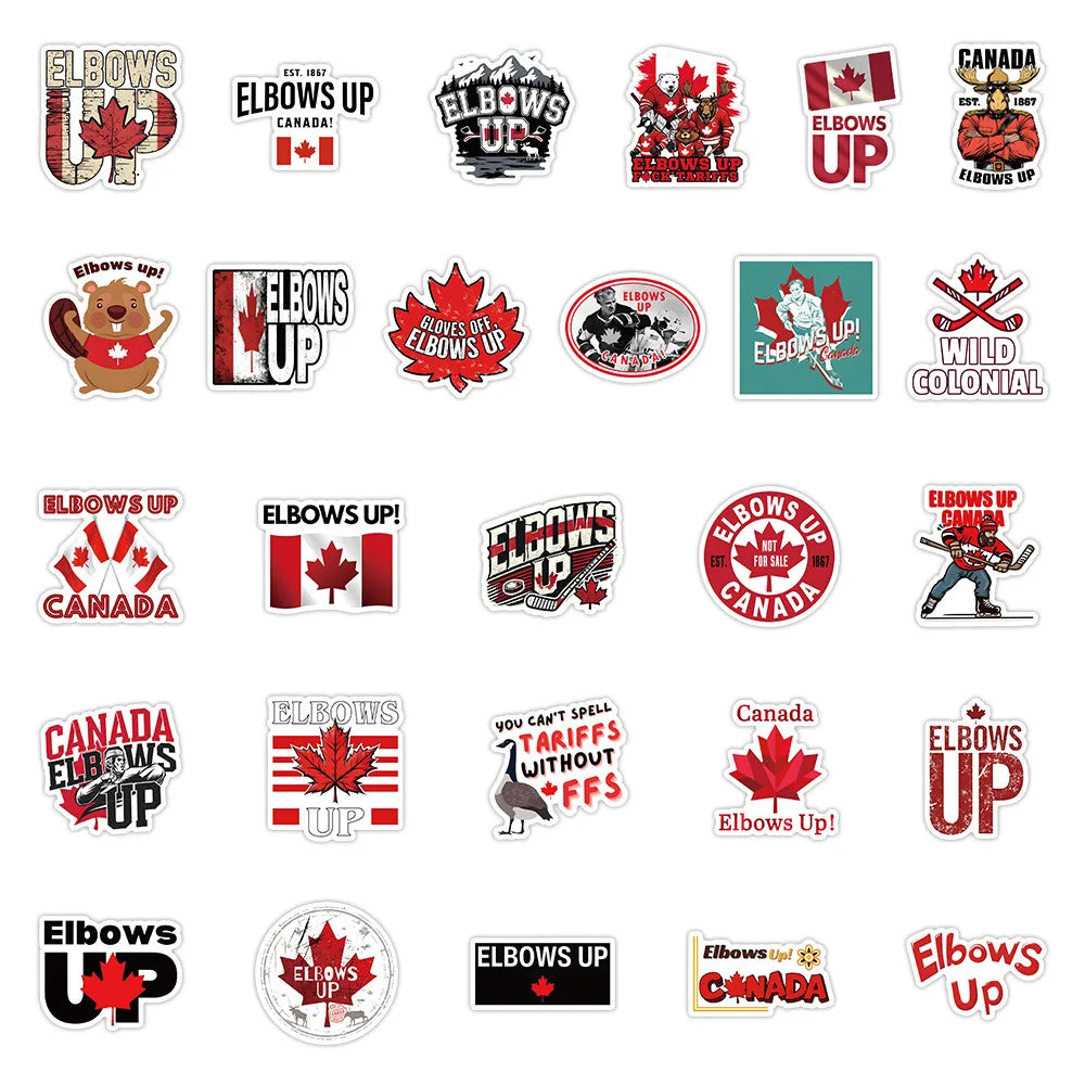 Elbows Up Canada Stickers - 54pc Waterproof Set