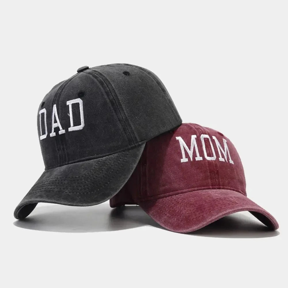 Mom and Dad letter embroidered baseball cap washed retro duckbill cap Father's Day Mother's Day best gift