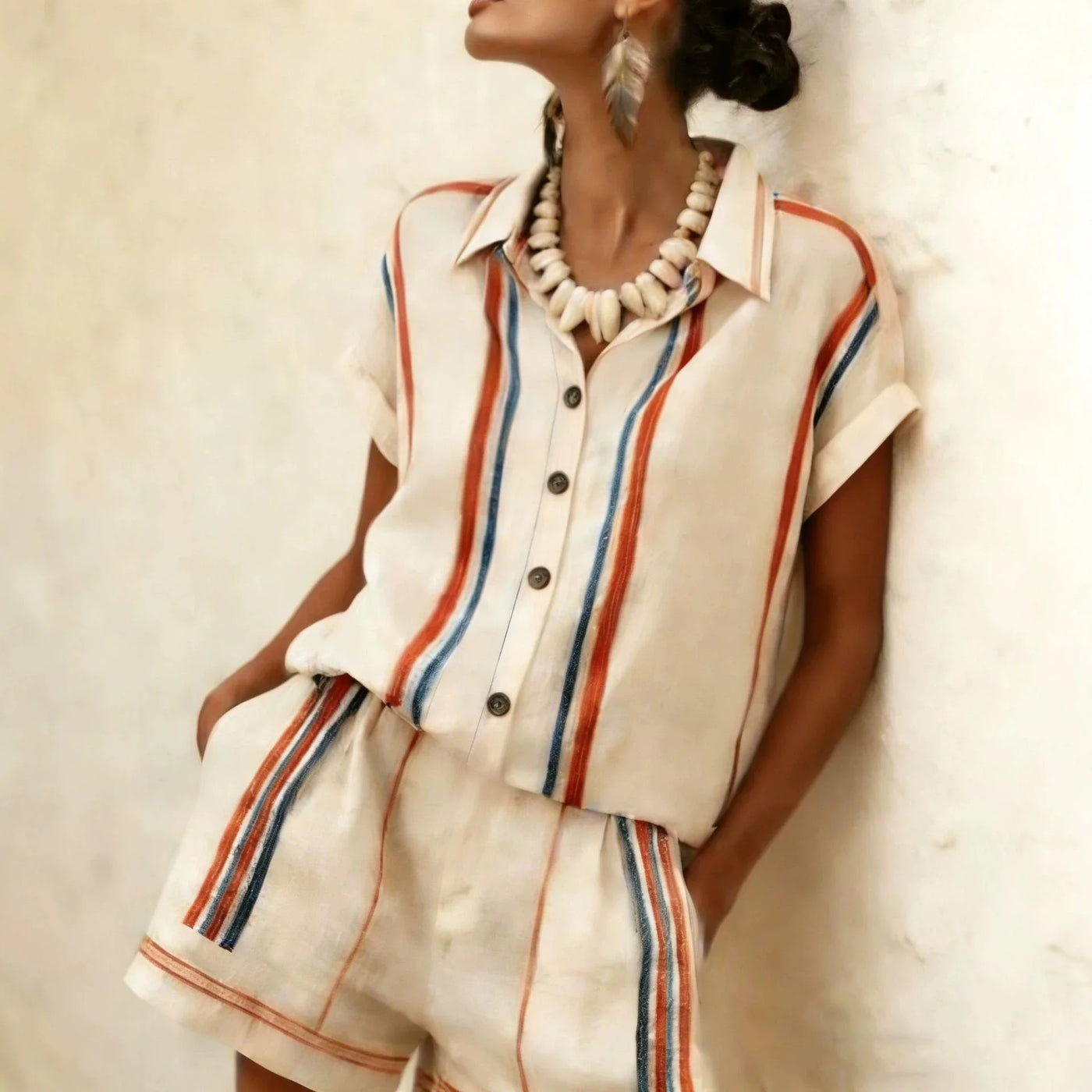 Women's Striped Two Piece Shorts | OWNLUXE