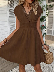 Lace V-Neck Striped Dress | OWNLUXE