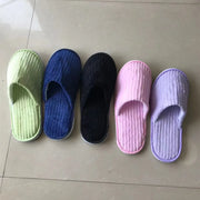 Disposable Hotel Spa Slippers – 5 Pairs Plush Cotton Slides