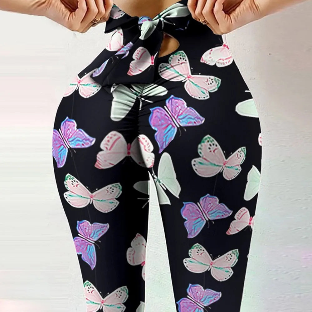 Peach Hip Yoga Leggings – Bow Detail Fitness