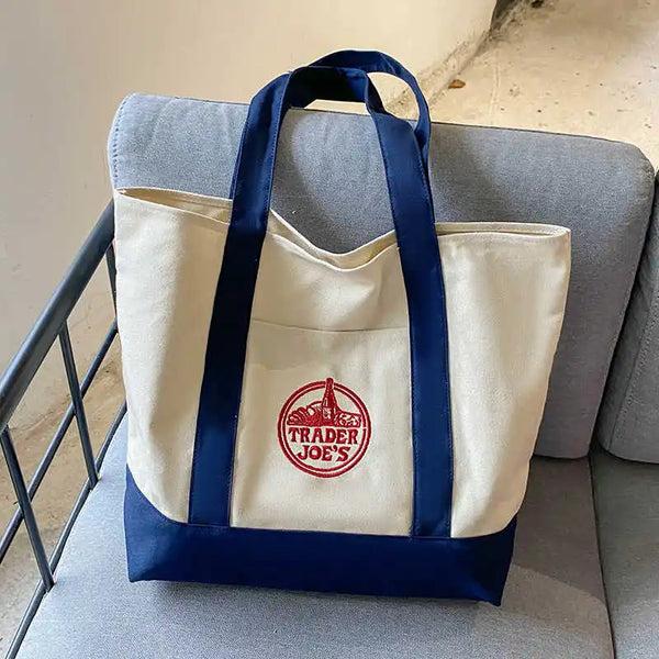Spacious Canvas Embroidered Tote Bag – Shop at OWNLUXE