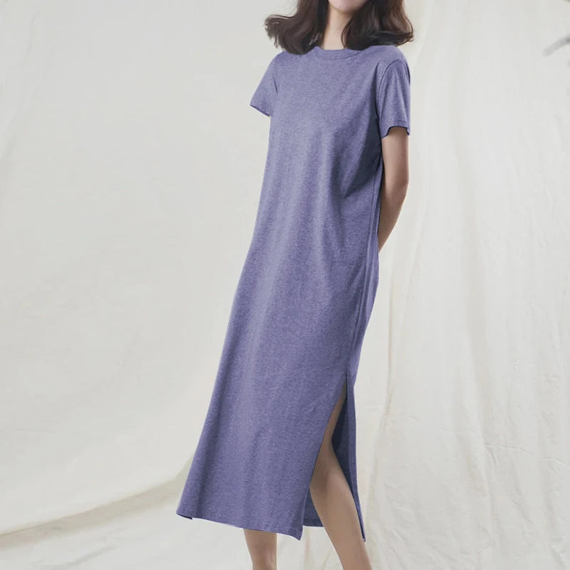 Short-Sleeve Cotton Midi Dress | OWNLUXE