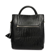 Cowhide Leather Woven Handbag | OWNLUXE