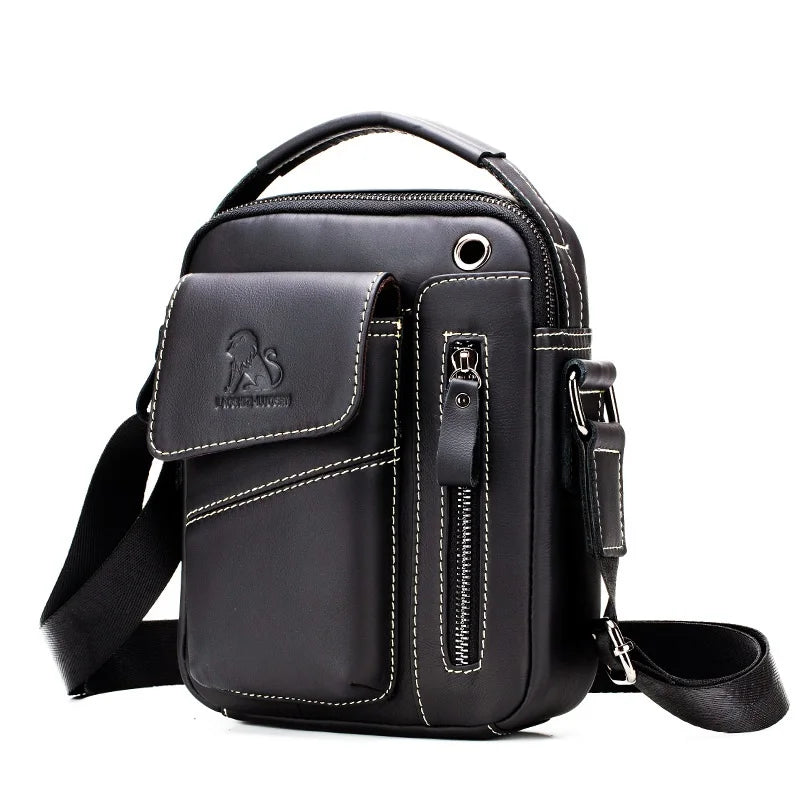 Men's Genuine Cowhide Leather Crossbody Bag - Compact Shoulder Satchel | OWNLUXE
