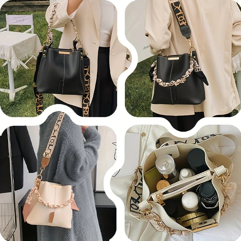 Chain Bucket Bag with Ribbon Detail - Large Capacity Crossbody | OWNLUXE