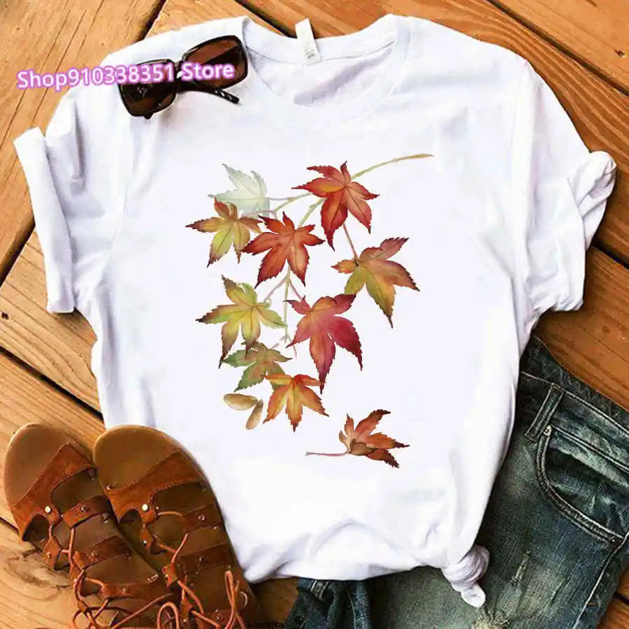 Fashion Canada Maple Leaf Flag Print Women T-Shirt O-Neck Short Sleeve | OWNLUXE
