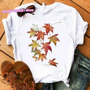 Fashion Canada Maple Leaf Flag Print Women T-Shirt O-Neck Short Sleeve | OWNLUXE