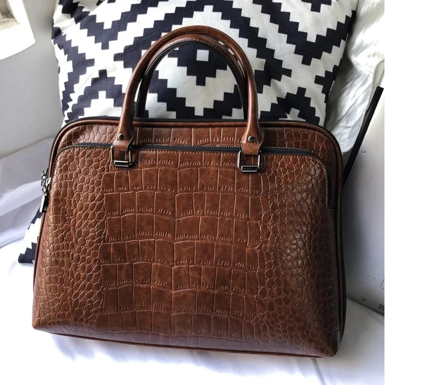 Motaora Women's Leather Briefcase – Professional Business Shoulder Bag for 14-inch Laptops