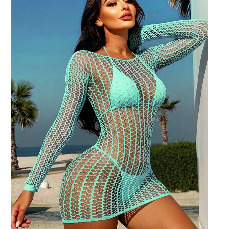Mesh Cutout Swim Cover-Up | OWNLUXE