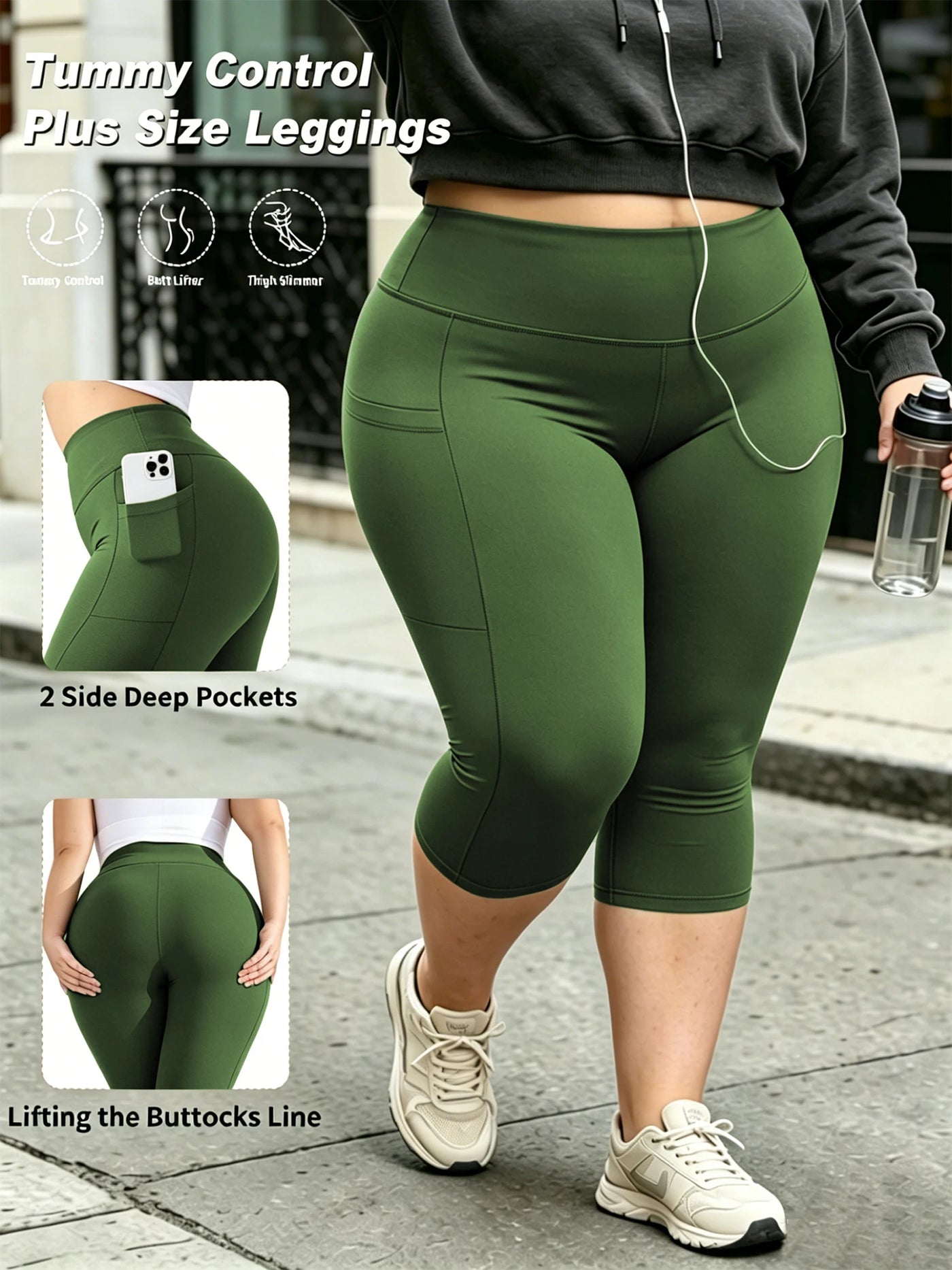 Extended-Size Pocket Tummy-Control High-Waist Leggings | OWNLUXE