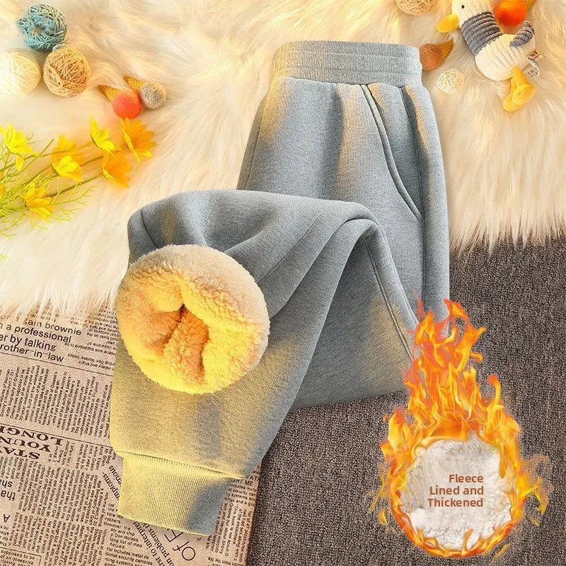 Thickened Lamb Velvet Winter Pants - Fleece Lined Windproof Trousers