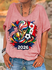 Women's 2026 World Cup Soccer T-Shirt | Canada USA Mexico Flag Graphic Tee | OWNLUXE