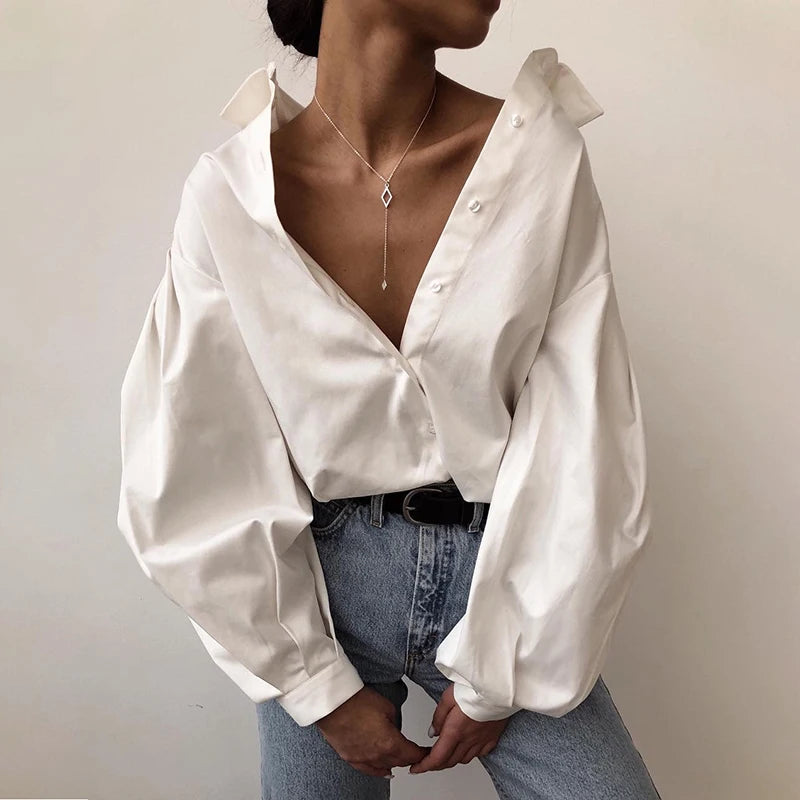 Lantern Long-Sleeve Blouse | OWNLUXE