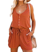 High-Waist Drawstring Sleeveless Relaxed-Fit Jumpsuit | OWNLUXE
