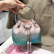 Crystal Bucket Evening Bag (Green Pink) | OWNLUXE